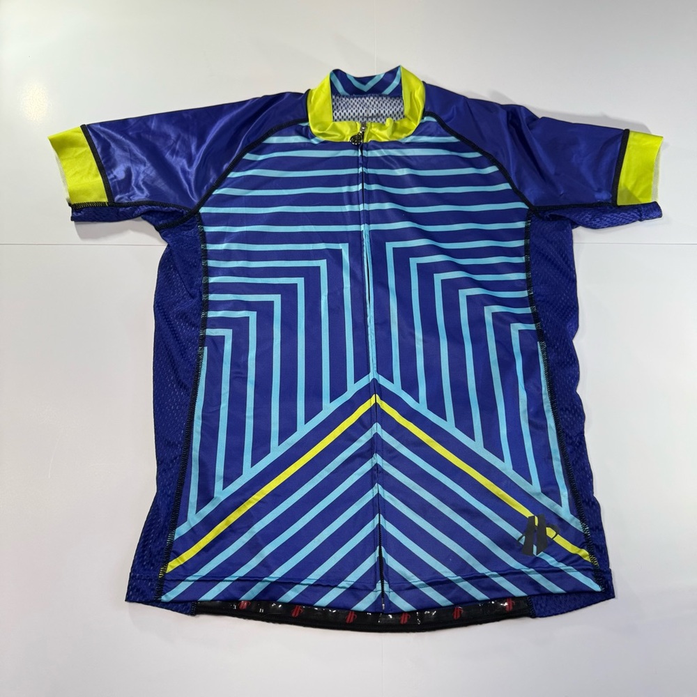 Hincapie Women’s Cycling Jersey Blue Neon Yellow Full Zip Aero Bike top small
